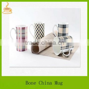 bone china tea mug with lattice printing, tea cup houseware, wholesale ceramic mugs