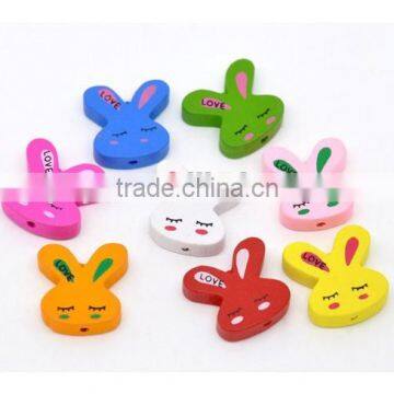 SB0751 Rabbit Easter Bead, Wooden Bunny Beads