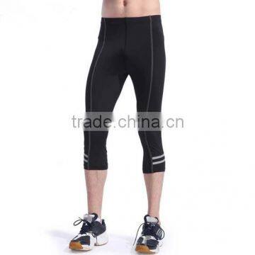 Wholesale Summer Men's Lycra 3/4 Running Pants with Zipper Pocket