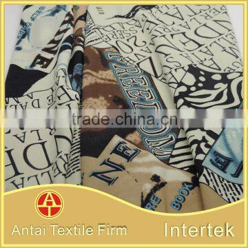 Printing fabric with newspaper design printed microfiber for underwear swimwear