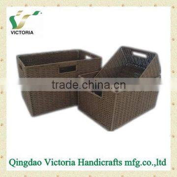 Paper rope hand woven basket set 3