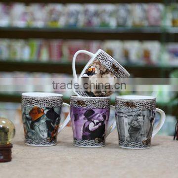 Wholesale ceramic coffee mug with spoon for lady's