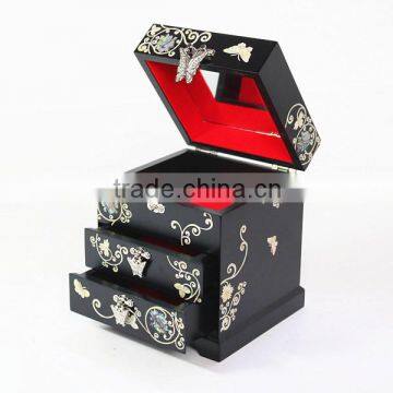 High end mirror and drawer velvet beauty jewelry box