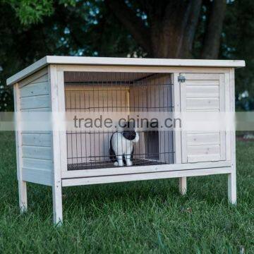 outdoor white wooden rabbit hutch