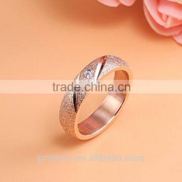 Hot Sale Jewelry Matte Texture 18k Rose Gold Plated Stainless Steel Single Stone Ring Designs photo-2
