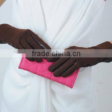 New Spring Collection Blue Wool Glove With Leather on Palm photo-2