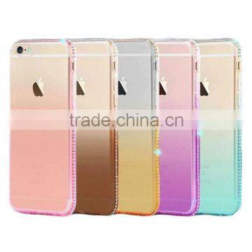 Best Ultra Thin Gradual Change Soft TPU Gel Transparent Back Cover With Diamond Edged Cell Phone Cases for Iphone6s 6splus