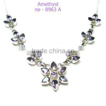 925 silver jewellery Indian handmade jewelry Fashion necklcae purple stone jewelry