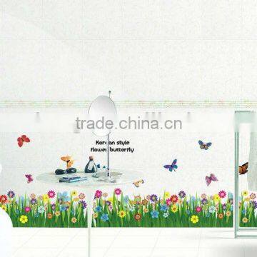 "Korean Style Flower Butterfly" PVC Wall Stickers, Removable Wall Stickers, Can be used as Baseboard 1/3