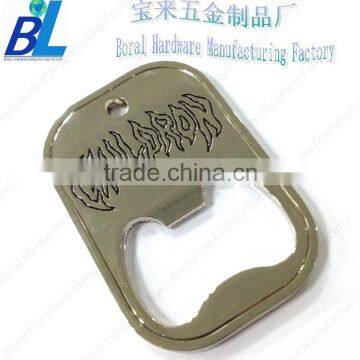 Engraved stainless steel dog tag bottle opener