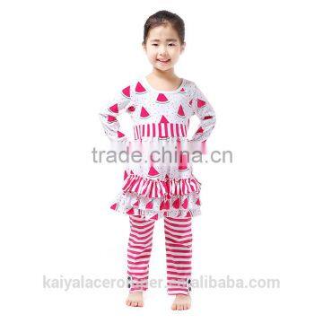 Fashion Cute Kid Clothing Boutiuqe Fall Long Sleeve Strips 2016 Ruffle Girls Clothes photo-2