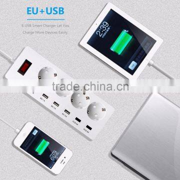 4 Outlets 6 Usb Smart Extention Socket for IPhone6 6S IPad Mini LG Samsung Galaxy HTC Nexus photo-3