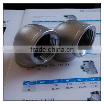 ANSI304/316 stainless steel NPT threaded pipe fitting elbow 1 1/2"