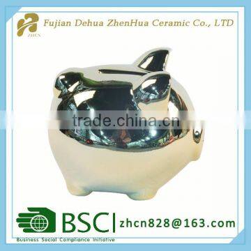Electroplating Small Ceramic Pig Shape Piggy Bank photo-2