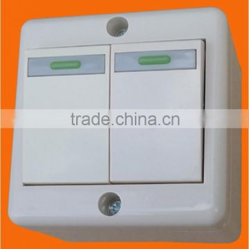 EU Style Surface Mounted Double Electrical Wall Switch (S2002)