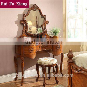 Rubber wood dresser mirror with classic carving for bedroom furniture set E-202
