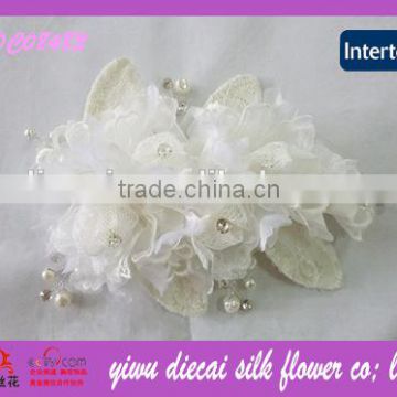 Handmade Lace and Mesh Fabric Bridal Flower for Wedding Decoration