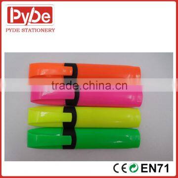 Highlighter pen barrel with rubber grip