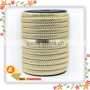 flat genuine imitation leather cord 10mm gold