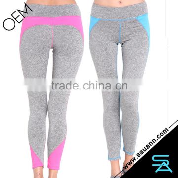 OEM Cutting Panel Flatlock Stitching Cropped Running Wear Women Custom Yoga Pants