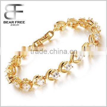 18K Gold Finish Cubic zirconia Stone link Bracelet Chain Wedding Women Gifts