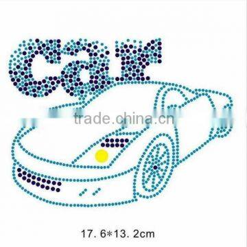 hot fix rhinestone motif with car design iron on Garments