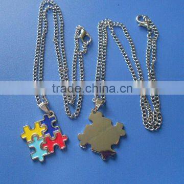 Autism Awareness Puzzle Piece Metal Dangle Necklace Charm