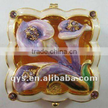 Purple Calla Lily Metal Jewelry Box, Wedding Gift Item