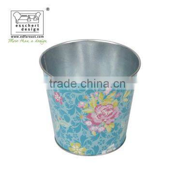 designer printed zinc galvanized zinc flower pot maui charm print