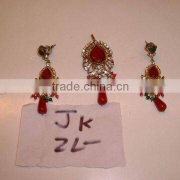 Designer Exclusive Indian Costume Fashion Imitation Jewellery ~ Artificial Gold Kundan Polki Bridal Pendant Set