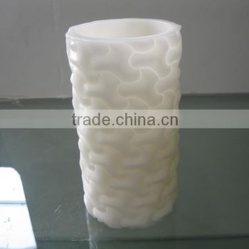 Flameless white pillar carved wax led candle factory wholesale