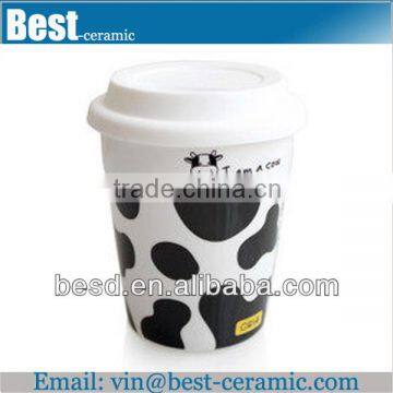 double wall mugs cups ceramic with silicone lid