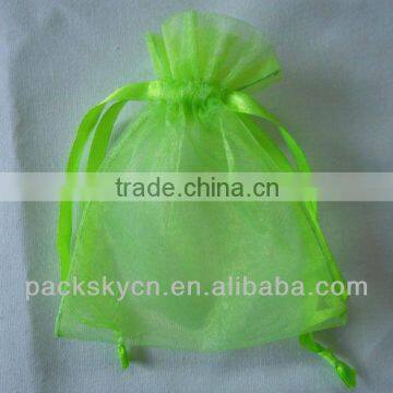 Unique Green Organza Candy Bag With Ribbon photo-5