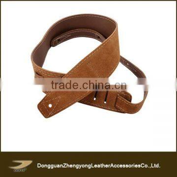 Excellent quality custom full grain leather guitar strap, black and dark brown rock guitar strap