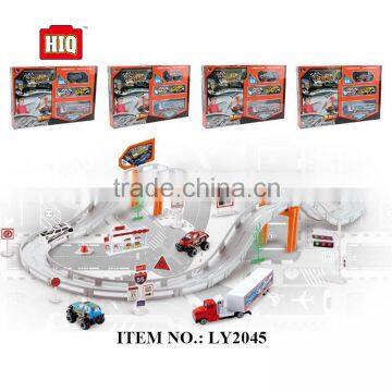 Hot metal BO racing car toys, city tracks toy train for kids