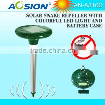 Solar with LED light and battery case garden sonic snake repellent