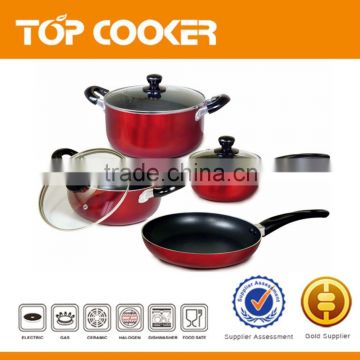 7pcs Aluminum nonstick coated metallic painting cookware sets