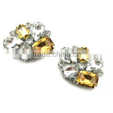 wholesale elegant metal rhinestones faux diamond shoe clip accessories for bridal wedding <DSCA4386>