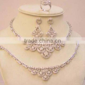 Fashion Costume Clear CZ 4pcs Jewellery Set