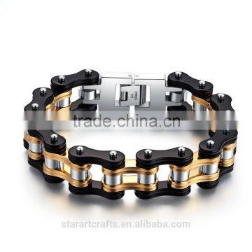 YM078 Stainless Steel Black And Red Motor Bike Chain Men Bracelets