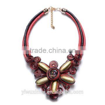 Europe and the United States Flowers Hand Woven Leather Necklace photo-4