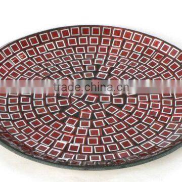 Red Color Glass Decorative Mosaic charger Plates