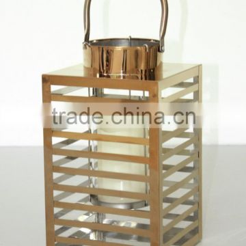 Hollow out polish stainless steel metal lantern