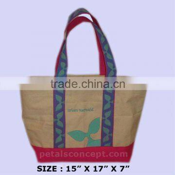 Cotton boat shape tote bag