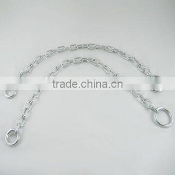 White galvanized link chain with two rings