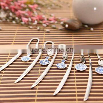 Metal Bookmarks with Customized Logo Chinese style Blue and White Porcelain Bookmark metal for collection