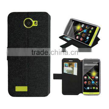 black wallet leather case for archos 50 diamond factory price with high quality