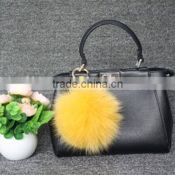 Fancy New Arrival Fox Fur Ball Keyring Luxurious Wholesale Fox Fur Mini Keychain for car kry/handbag