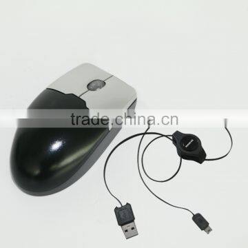 Retractable cable mouse