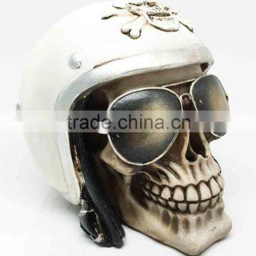 Helmet Skull With Sun Glasses Skeleton Figurine Statue Collectible photo-2